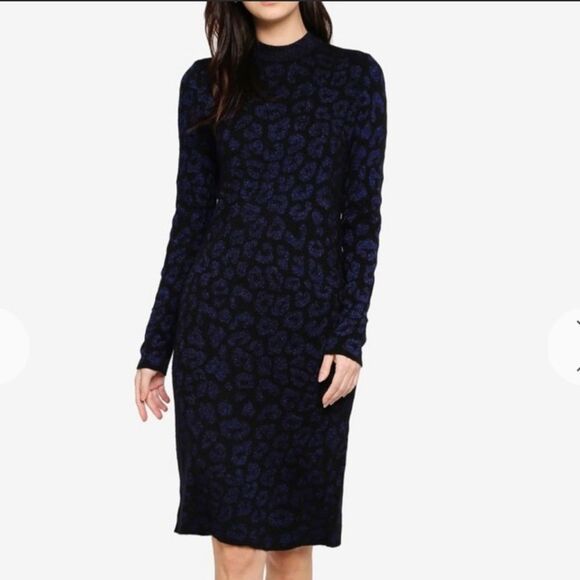 BANANA REPUBLIC leopard print metallic stretch knit sweater dress, size S - Picture 15 of 16